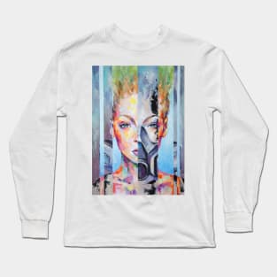 A conceptual picture of two possible scenarios for the development of our planet: an ecological catastrophe and the unity of man with nature. Long Sleeve T-Shirt